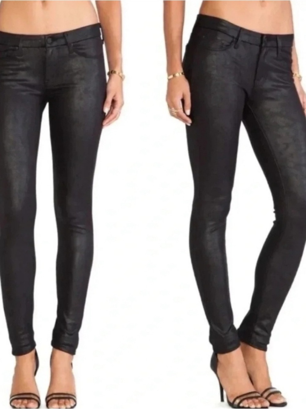 Mother The Looker Low Rise Skinny black coated jeans size 28